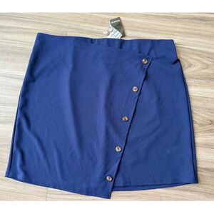 Torrid Navy Blue Scuba Knit Button Wrap Mini Skirt Plus Size 2X 18-20 NEW